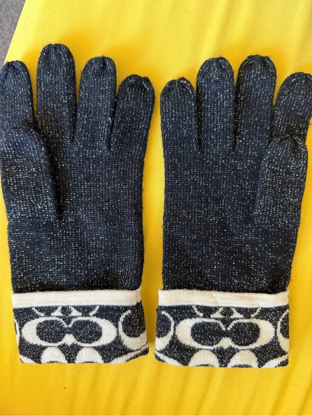 Coach Cream/Black Shimmering Gloves